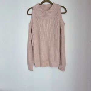 Effeci Soft Pink Cold Shoulder Turtleneck Sweater Size M